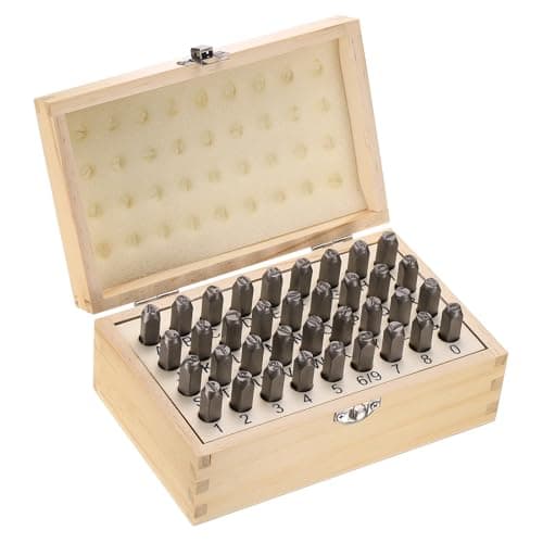 Image of sourcing map 36pcs Metal Stamping Kit 1/4" (6mm) Steel Uppercase Letter and Number Punch Set (A-Z / 0-8 / "&" Symbol) Sandblasting Punch Press Tool for Imprinting Metal Plastic Wood Leather