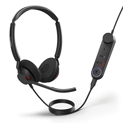 Image of Jabra Engage 50 II Wired Stereo Headset with Link Call Control - Noise-Cancelling 3-Mic Technology and USB-C Cable, Ultra-Lightweight - MS Teams Certified, Works with All Other Platforms - Black