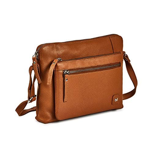Image of Wise Owl Accessories Leather Crossbody Bags for Women Small Soft Genuine Pebbled Sling Shoulder Handbag Crossover Purse with Full Adjustable Strap (Cognac Nappa)
