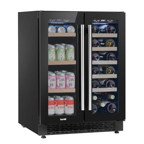 Image of Baridi 60cm Dual Zone Wine Cooler and Drinks Fridge 40 Bottle/120 Can Built-In Under Counter/Freestanding Glass Fronted Bar Drinks Fridge Chiller - DH96