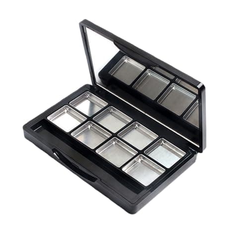 Image of 1PCS Empty Refillable Eyeshadow Square Compact Lipstick Makeup with Mirror Container Tray Case Box Sample Mini 8 Grids and Metal Pans with Brush Grid Snap Closure for DIY or Travel Tool(Black)