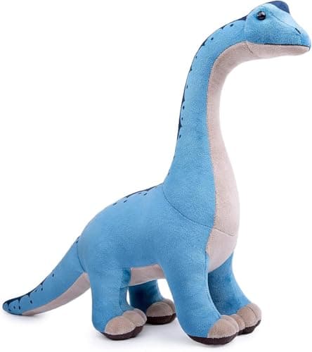 Image of capybaraflying Lifelike 35cm/14in Brachiosaurus Plush Toy,Creative Wild Series Brachiosaurus Plush Toy, Suitable For Birthday Dinosaur Scene Decoration, Fun Educational Toy For Children (Blue)