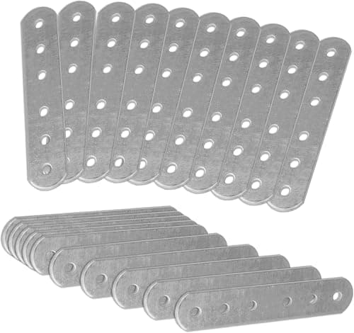 Image of OMIDEAS 20 x Connecting Plates (80 x 16 x 1.5) Straight Repair Joining Fixing Mending Flat Bracket Brace Shelf Support Metal Galvanised Connector