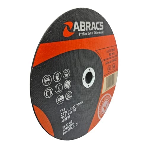Image of Abracs Cut Off Wheels - Extra Thin Metal and Stainless Steel Cutting Discs For Angle Grinders 230mm x 1.8 x 22mm (9") 10-Pack