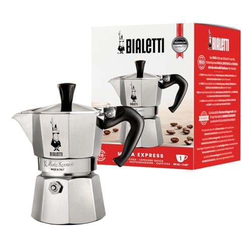 Image of Bialetti Moka Express Aluminium Stovetop Coffee Maker, Silver, 1 Cup