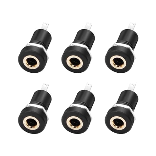 Image of PNGKNYOCN 6Pcs 3.5MM Solder Panel Mount Jack Connector，3.5mm 3 Pole Stereo Audio Video Panel Mount Jack Solder Connector with Nuts