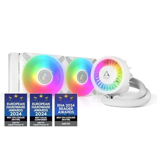Image of ARCTIC Liquid Freezer III 240 A-RGB - Water Cooling PC, All-in-One CPU AIO Water Cooler, Intel & AMD compatible, efficient PWM-controlled pump, fan: 200-1800 rpm, LGA1851/1700 Contact Frame - White