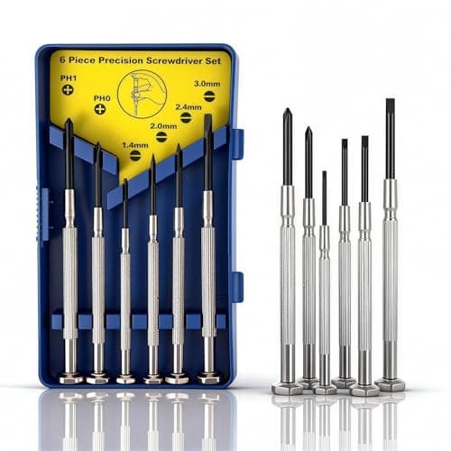 Image of 6Pcs Small Screwdriver Set, Mini Screwdriver Set, Eyeglass Repair Screwdriver with 6 Different Size Flathead and Philips Screwdrivers, Ideal for Watch, Jewelers