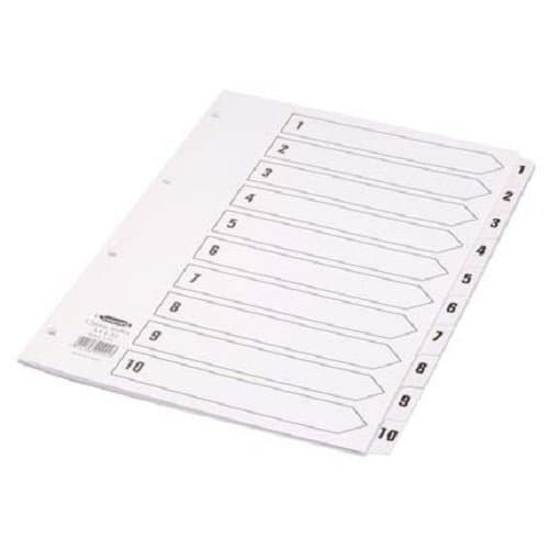 Image of Concord A4 1-10 Part Classic Index White Board with Mylar Tabs - Clear