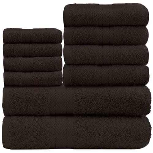 Image of AZZORO Luxury 10 Piece Toronto Bale 450 GSM, Premium Super Soft & Cosy Absorbent Towels Sets, Egyptian Cotton, Walnut, Pack of 10