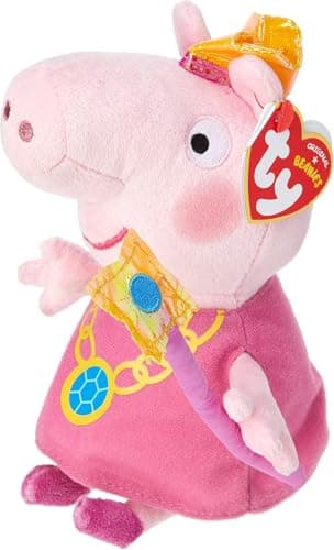 Image of Peppa Pig Princess Peppa Beanie Baby, plush toys (Approximately 7" tall)