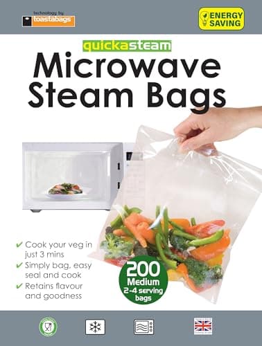 Image of Toastabags Medium Microwave Steam Bags, 200 Pack – Disposable Steam Cooking Bags for Vegetables, Fish & Poultry – Quick, Healthy Microwave Steaming - SUPER VALUE