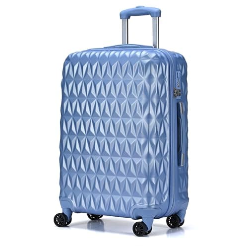 Image of CMY Suitcase Hard Shell / 4 Spinner Wheels/ABS Cabin and Hold Luggage/Combination Lock/Lightweight Approved for Most Airlines (ICE Blue, 24)