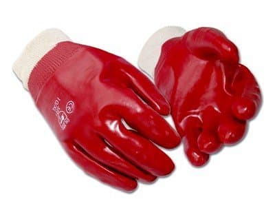 Image of Hymac 10 Pairs Red PVC Gloves Safety Work Fully Coated Dipped EN388 Size Large