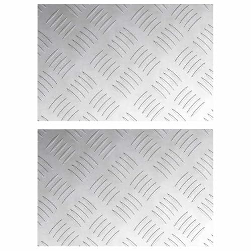 Image of RCODSSK Aluminium Modern Checker Plate Stair Tread 2 Pack, 30x20cm Silver Stair Treads for Indoor Outdoor Use, Non-Slip Safety Step Mats for Home Office Stairs