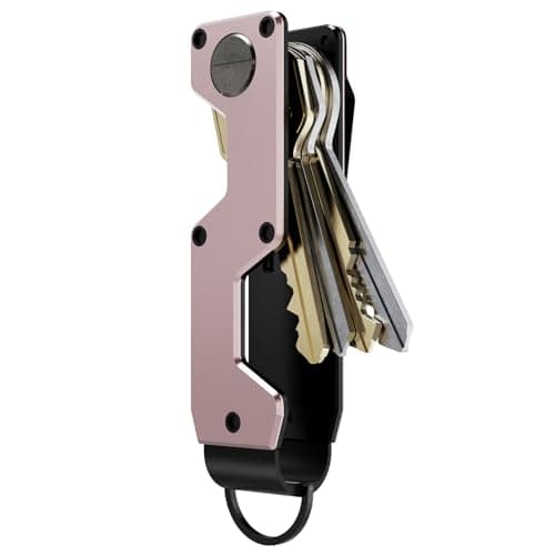 Image of MINBERAND Key Organizer Compact Key Holder Metal Key Chain Minimalist key case key holder for keychain Secures 1-5 Keys, Rose Gold, One size