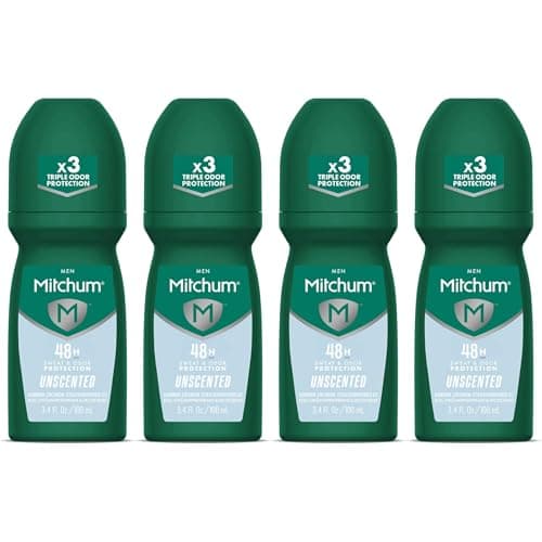 Image of Mitchum Mens Roll-On Antiperspirant Deodorant for Men - Unscented 100 ml (Pack of 3)
