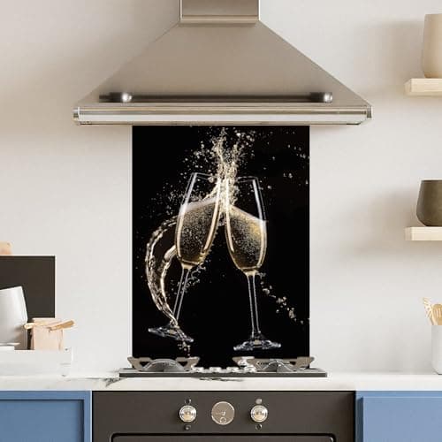 Image of Premium 60 x 90cm Champagne Flute 6mm Glass Toughened Kitchen Splashback
