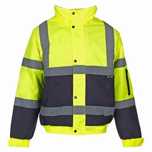 Image of Supertouch 35543 HI-VIS 2-Tone Bomber Jacket - Yellow/Navy Blue