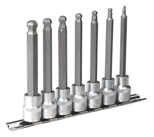 Image of Sealey Ak6212 Hex Ball-End Socket Bit Set 7Pc Metric 3/8Sq Drive 100Mm