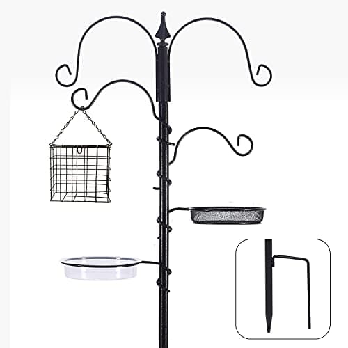 Image of Bird Feeder Station Kit Bird Feeding Station with Deluxe Feeders Metal Feeder Pole with Suet Cage,Bird Feeder Tray