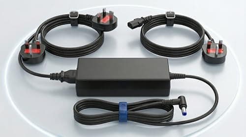 Image of HP 45W Laptop Charger Replacement with 4ft UK 3 Pin Power Cable – 19.5V 2.31A 4.5mm Blue Tip AC Adapter for Pavilion, EliteBook, ProBook, Stream, Envy, Chromebook