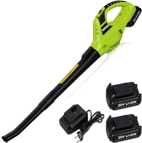 Image of bigzzia Cordless Leaf Blower with Battery - Leaf Garden Blower 10500RPM Electric Powerful for Leaves Grass Patio Garage Lawn Car Dust Snow, Green