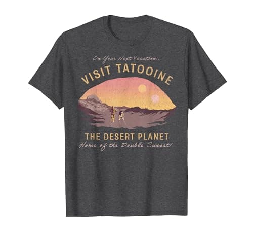 Image of Star Wars Visit Tatooine The Desert Planet T-Shirt, Men, Dark Heather Grey, X-Large
