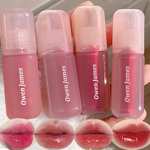 Image of 4PCS Hydrating Lip Gloss Set,Highly-Pigmented Korean Lip Glaze,Plumping Lipgloss, Moisturizing Mirror Liquid Lipstick, Non-Stick Cup,Glossy Finish,Long-lasting Natural Makeup