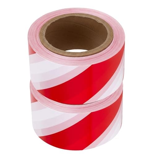 Image of Berry Non-Adhesive Barrier Tape - Red & White | 100 Meter x 3 Inch Warning Tape Roll | Hazard Safety Tape for Marking Boundaries, Caution Zones, Construction & Restricted Areas - Set of 2