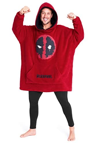 Image of Marvel Oversized Hoodie Blanket for Men and Teenagers Avengers Black Panther Captain America Iron Man - Gifts for Men (Red/Black)
