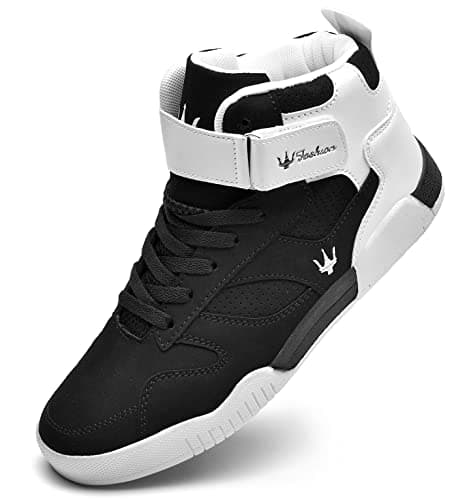 Image of KUXIE Shoes Men's High Top Fashion Sneakers Outdoor Casual Sports Shoes Training Leather Shoes Mens Flats, M729-black, 9 UK