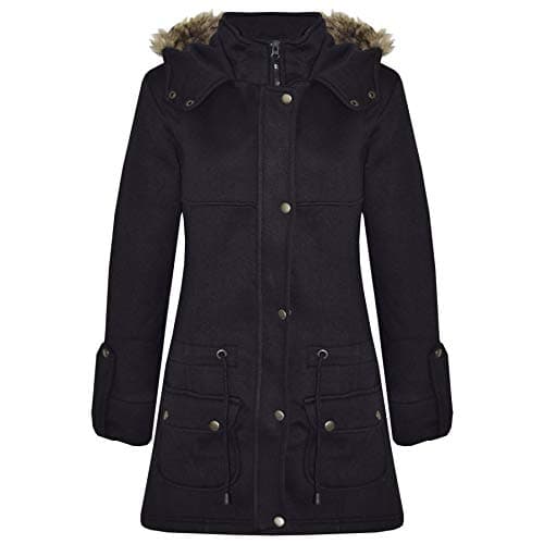 Image of A2Z 4 Kids Girls Coat Fleece Parka School Jacket Faux Fur Hooded - Fleece Parka Jacket - Black 7-8