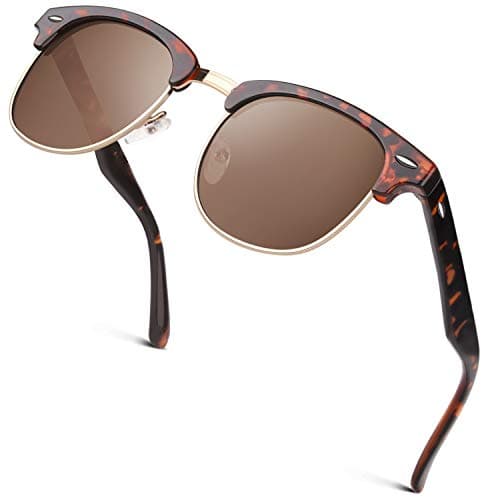 Image of GQUEEN Horn Rimmed Half Frame Polarised Sunglasses Mens Womens UV400 Protection