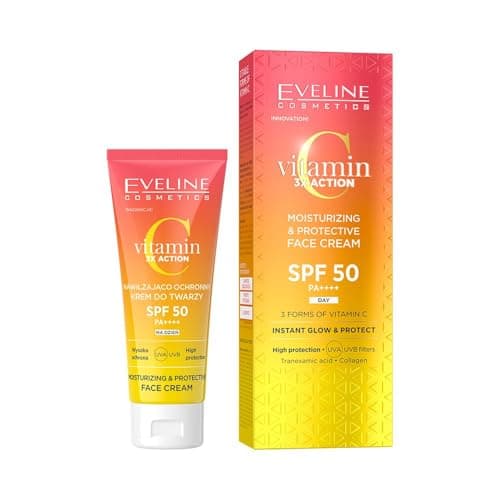 Image of Eveline Cosmetics Vitamin C 3x Action Hydrating and Protective Face Cream SPF 50 with Vitamin C, E & Tranexamic Acid