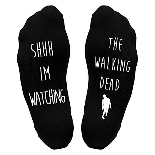 Image of Kickass Tees Watching The Walking Dead 1 Sole Socks Short Black TV Show Zombies Christmas Gift For Her