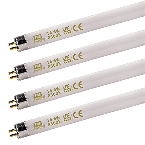 Image of TBE LIGHTING T4 6w Fluorescent Tube Lamps 232mm - 4 Pack of CFL Bulbs - G5 2-Pin Base Fittings - T4 High Efficiency Lamps, Day Light White 6500K