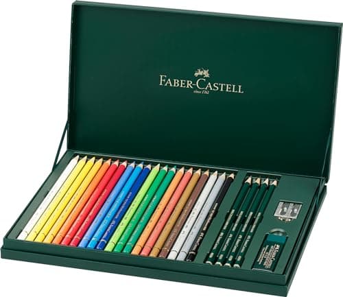 Image of Faber-Castell Art & Graphic Polychromos Colour Pencils, Gift Set, Mixed Media Multicoloured, Polychromos, for Arts, Craft, Drawing, Sketching, Home, School, University, Colouring