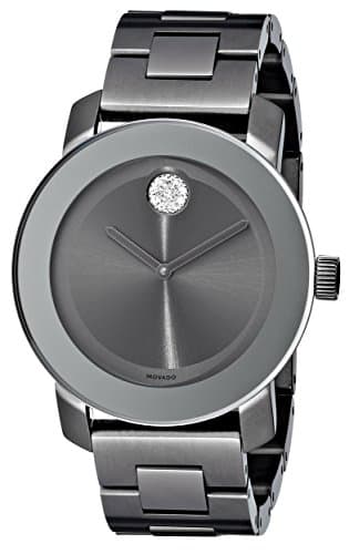 Image of Movado Women's 3600103 Bold Gunmetal-Tone Bracelet Watch with Swarovski Crystals, Grey / Metallic, 36 mm, Quartz Watch,Quartz Movement