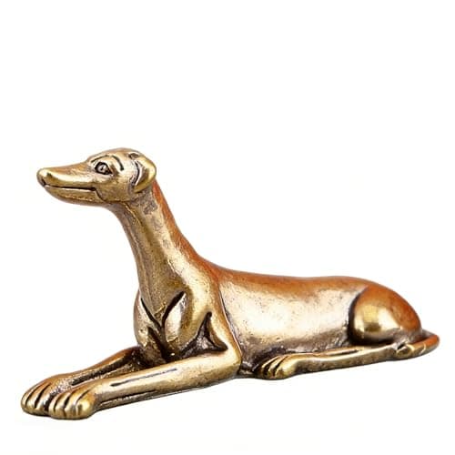 Image of JRTEAY Greyhound, Greyhound Gifts, Grayhound, Brass Dog Figurine Small Dog Statue Animal Figurines Home Desktop Decoration, Small Brass Dogs Decoration for Home and Office
