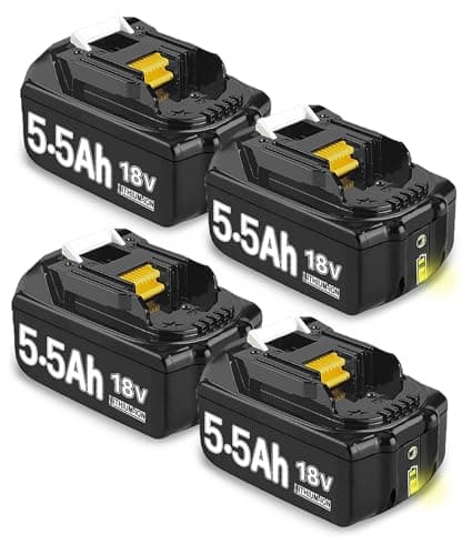 Image of 4 Pcs 18V 5500mAh/5.5Ah Batteries Replacement for Makita Battery 18V with Charger DC18RD for Makita Batteries BL1850 BL1830 BL1860B BL1860 BL1830B BL1840 BL1820 BL1815 BL1835 BL1845 with LED Indicator