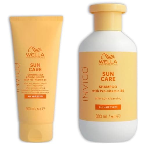 Image of Wella Professionals Invigo Sun Care After Sun Express Conditioner 200ml & Gentle Cleansing Shampoo 300ml - UV Colour Protection, Pro Vitamin B5, for Holiday & Travel