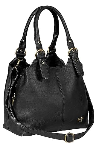 Image of Mabel London Womens Multiple Compartments Handbag - Medium Size Bag with a Long Shoulder Strap - AMELIA (Black)