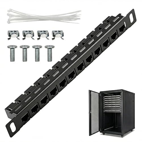 Image of Cat6 Patch Panel 12-Port 0.5U Network Patch Panel for DeskPi RackMate T1/T0/T2 Rackmount 10 Inch Server Rack/Network Cabinet Gigabit Network Switch Home Office Enterprise Networks Data Centers