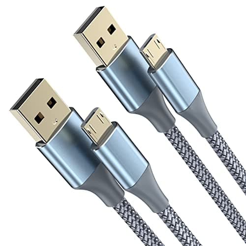Image of BJIDS Micro USB Cable 3M 2Pack Long Usb Micro Android Charger Cable Nylon Braided USB A to Micro Cord Compatible with Galaxy S7 S6 S5 J7 Edge Note 5,Kindle Fire,PS4 Controller,and More micro Usb-Grey