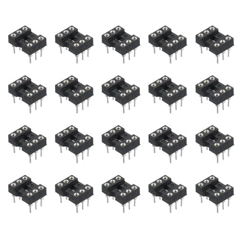 Image of sourcing map 80Pcs DIP IC Chip Socket Adapter 7.62mm Row Pitch Round 6 Pin IC Assortment Kit 2.54mm/0.1" Pitch for Breadboard Project, PCB Board Design