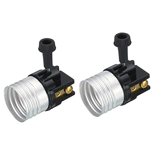 Image of sourcing map 3-Way Lamp Socket, Medium Base E26 Lamp Socket Replacement with Turn Switch Knob for Floor Table Lamps DIY Project, Silver Tone Black Pack of 2