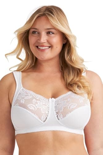 Image of Miss Mary of Sweden Lovely Lace Womens Non-Wired Full Cup Cotton Bra 38C White