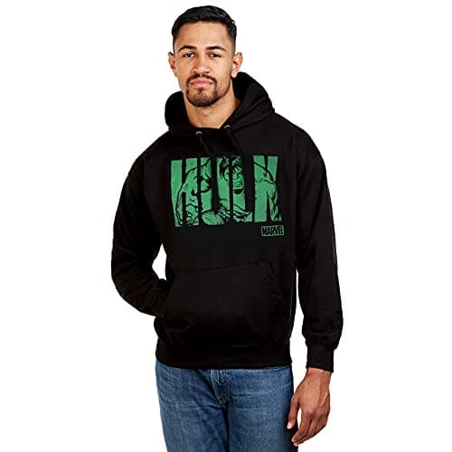 Image of Marvel Men's Hulk Text Hoodie, Black (Black Blk), L UK