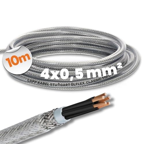 Image of 10 Metre Lapp 1135754 Ölflex Classic 110 CY Control Line 4 x 0.5 mm² with Umbrella without Green-Yellow Protective Conductor, Transparent Outer Sheath